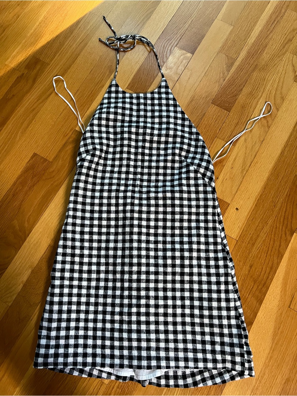 Abercrombie & Fitch Black and White Gingham Backless Halter Dress